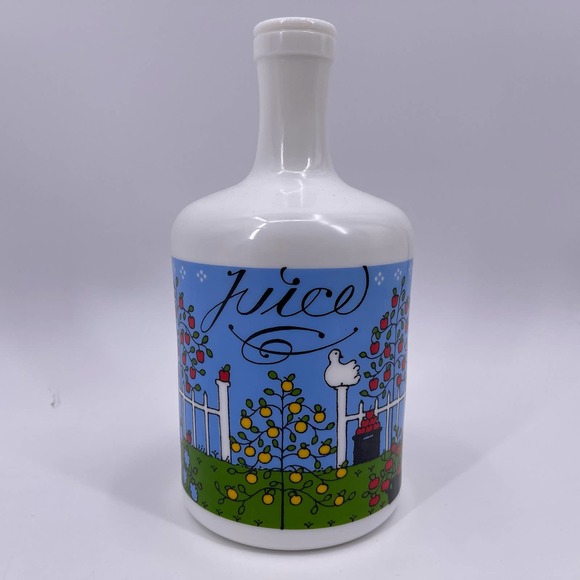 Lillian Vernon Kitchen Vintage 982 Milk Glass Juice Jug Lillian Vernon Fruit Trees Doves